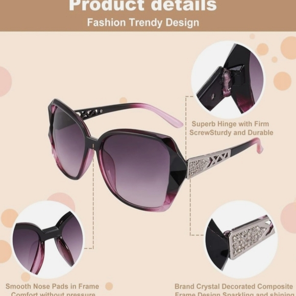 Stylish Women's Sunglasses Black, Brown, Or Pink - Picture 3 of 6